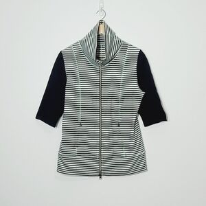 Lululemon Mint Green Black Stripes 2 Sided Zipper Workout Cardigan Size 10